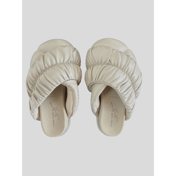YUME YUME Tent Puffy Padded Oversized Mules Beige Ruching Size EU 36/US 6 NEW - Picture 6 of 9
